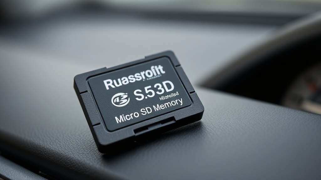 차량 대시보드 위에 놓인 블랙박스 전용 고내구성 마이크로 SD 메모리 카드