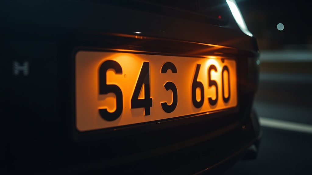 야간 주행 중 전조등 빛 반사로 인해 번호판이 하얗게 뭉개지는 현상